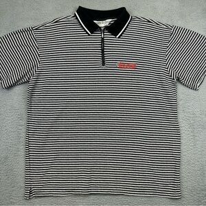 Darlington Raceway Polo Shirt Mens Large Black White Striped‎ NASCAR Racing Zip